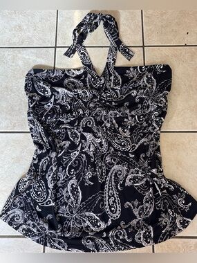 Y2K Fairycore Black Paisley Butterfly Halter Top✨